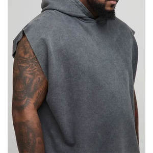 Sweat à capuche délavé personnalisé pour homme, style vintage streetwear, en mélange de coton, coupe oversize décontractée - Product Image 6