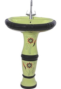 Meilleure qualité indien salle de bain céramique armoire bassin-couleur piédestal lavage des mains Lavabo évier support, coloré sanitaires ensembles - Product Image 3