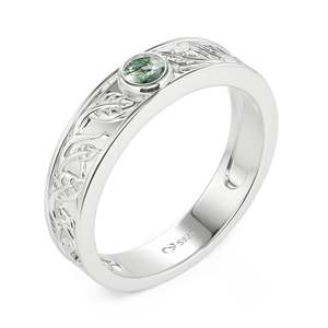 Bague de mariage pour homme Jeulia en agate mousse feuille – Pierre naturelle taille marquise, bijoux fins géométriques style bohème - Product Image 3