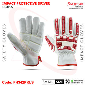 Cut Resistant Hot Selling Top Goatskin Leather Impact Resistant <b>TPR</b> Driver Safety Working Gloves Leather Gloves From Pakistan - Product Image 5
