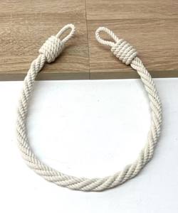 <b>White</b> Cotton <b>Curtain</b> Tiebacks: Elegant Thin Rope Drape Holdbacks - Product Image 1
