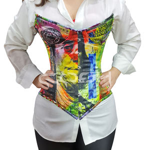 Corset bustier en satin sans bretelles pour femme, imprimé argent, à armatures en acier, style mode, vente en gros - Product Image 5