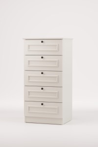 ตู้ลิ้นชักดีไซน์สแกนดิเนเวียน Mira 5 ลิ้นชัก สีขาว ตู้เก็บของในห้องนอน ดีไซน์หรูหรา เป็นมิตรกับสิ่งแวดล้อม ทนทาน ตั้งพื้นได้ - Product Image 4