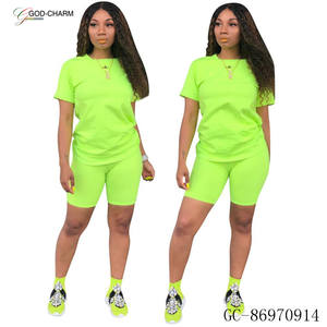 Conjunto informal de dos piezas para mujer por encima de la rodilla, camisa y pantalones cortos lavados sólidos, colores personalizados y logotipo de verano, venta al por mayor - Product Image 5