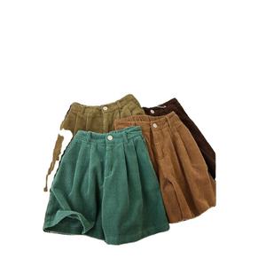 Shorts de plage rétro respirants en velours côtelé à taille élastique pour femme – Nouvelle collection automne-hiver, taille haute amincissante, polyvalents, décontractés, coupe large - Product Image 3