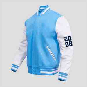 Chaquetas universitarias de talla grande para hombre, nuevo estilo, venta al por mayor, chaqueta Letterman con mangas de cuero para la calle en blanco - Product Image 2