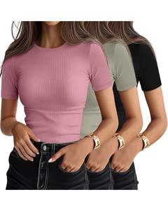 T-shirt femme classique en coton doux respirant à manches courtes col rond style décontracté option confortable pour la vente en gros - Product Image 6