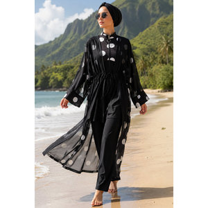 Pareo de Chifón con Cintura Ajustable, Traje de Baño Modesto con Estampado de Lunares y Braguitas de Baño, Logotipo Personalizable, Sarong de Playa con Patrón de Letras, MOQ 2 piezas - Product Image 3
