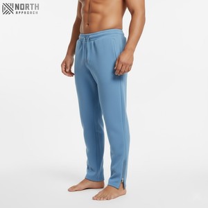 Custom Flared Green 350gsm Cotton <b>Fleece</b> Straight <b>Legging</b> Open Jogger Loose Men Open Bottom Hem Sweatpants Jogger Pants For Men - Product Image 3