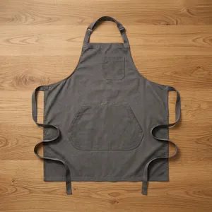 Tablier sans manches en toile de coton 100% écologique, style simple avec poches, lavable en machine pour la cuisine et l'usage quotidien - Product Image 1