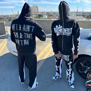 2025 personnalisé formation Jogging confortable survêtement intégral fermeture éclair sweats à capuche costumes deux pièces ensemble meilleur prix survêtements pour hommes - Product Image 3