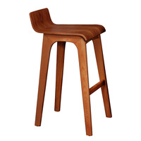 Tabouret de bar minimaliste de style japonais en bois massif avec dossier court et repose-pieds pour restaurant, bar à sushis, bar lounge, café, bistrot
