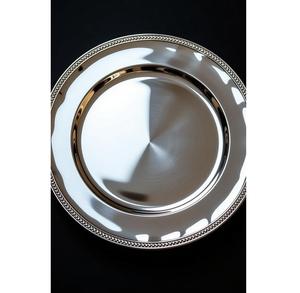 Assiette de présentation en plastique avec bordure perlée, finition rouge métallisé, 13 pouces |   Sous-plat en métal fait main en gros pour les événements de Noël et de mariage - Product Image 6