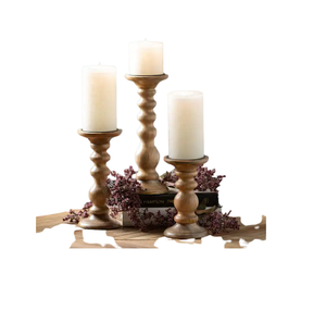 Ensemble de 3 chandeliers en bois faits à la main Style de ferme décoratif pour Noël pour créer une atmosphère confortable aux chandelles - Product Image 1