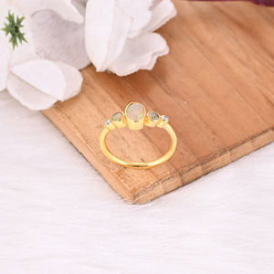 Natural Ethiopian <b>Opal</b> Gemstone Solid 925 Sterling <b>Silver</b> Yellow Gold Plated Minimalist <b>Ring</b> Perfect Gifts Wedding Jewelry - Product Image 4