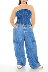 เสื้อเกาะอกผ้ายีนส์ผ้ายีนส์ผ้ายีนส์ระบายอากาศได้ดีขนาดใหญ่พิเศษ - Product Image 6