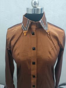 เสื้อแก้ว100% แวววาว Taffeta Bling สำหรับการแข่งขันเครื่องแต่งกายขี่ม้าแบบตะวันตกยืดได้ดีไซน์ไม่เหมือนใคร - Product Image 2