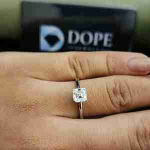 Elegant Women Asscher Cut Lab Created Moissanite Stainless Steel & 925 Sterling Silver Trendy <b>Fashion</b> <b>Rings</b> for Birthday Gift - Product Image 6