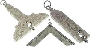 Ensemble de bijoux de collier maçonnique, cadeau pour les officiers de la Loge bleue, matériau en zinc, type argent, zinc - Product Image 4