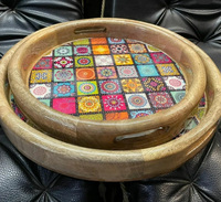 Plateau de service carré en bois et nacre, élégant, pour la maison, les mariages, Diwali, Ramadan, design moderne, pour fruits et table à manger