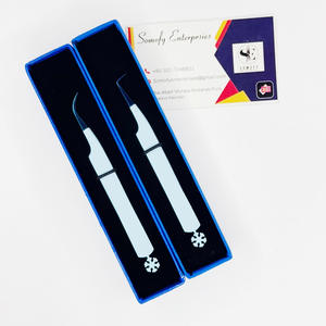 Pinzas profesionales para extensión de pestañas de acero inoxidable azul cielo de 0,03mm, puntas de volumen Regular de precisión, aplicador de agarre perfecto - Product Image 2