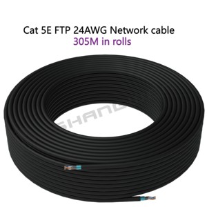 Màu Đen đồng trần CAT5E 24AWG mềm Mạng Cáp <span class=keywords><strong>Ethernet</strong></span> CE Nhiều đồng Twist 100% oxy-miễn phí đồng CAT5E FTP 4 cặp - Product Image 3