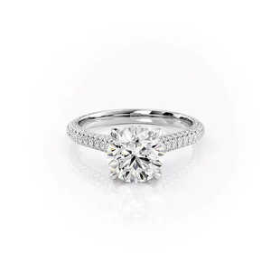 Bague en diamant Moissanite taille ronde pavé Design - Product Image 2