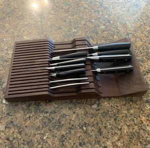 Organisateur de blocs de couteaux en bois à faible coût pour un couteau sûr gardant le bloc de couteaux magnétique rotatif Bois dur d'acacia naturel - Product Image 2