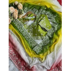 Sari de ropa nupcial de Nueva colección con bordado de piedra pesada y aspecto rico para la ceremonia de boda y la recepción - Product Image 1