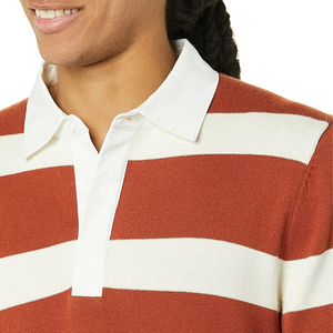 เสื้อถักคอตตอนคอ100% ลายทางสำหรับผู้ชายสำหรับฤดูหนาวพิมพ์โลโก้ได้ตามต้องการ - Product Image 5