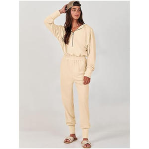 Logo personnalisé Ensemble deux pièces pour femmes Ensemble pour femmes Ensemble avec capuche Pantalon de survêtement Ensemble pour dames Joggers Survêtement Jogger Survêtement pour femmes avec fermeture éclair - Product Image 3