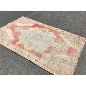 Turkish 4.3x7 ft Rug, Area Vintage Rug, <b>Red</b> Plants & trees <b>Wool</b> Rug - Product Image 4