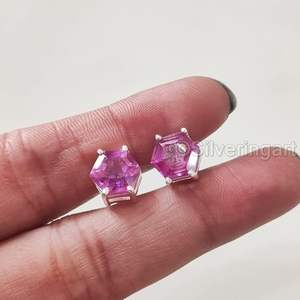Women's <b>Stud</b> Earring Natural Alexandrite Gemstone June Birthstone Wedding Handmade Jewelry 925 Sterling <b>Silver</b> <b>Stud</b> Earring - Product Image 3