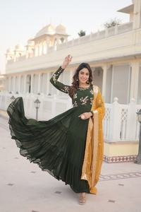 El último vestido Anarkali de diseñador de Fab Zone Faux Georgette Bordado Secuencia Trabajo Ropa india y pakistaní - Product Image 2
