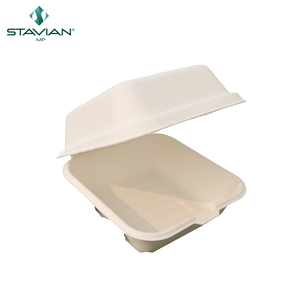 100% Biodegradable Sin PFAS 6x6 Pulgadas Hamburguesa Clamshell Desechable Sostenible para Restaurantes Plantas Panaderías Inspiradas en Vietnam - Product Image 4
