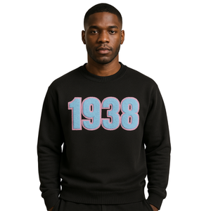 1938 Jack et Jill of America noir sweat à col rond bleu Chenille broderie noir civique organisations professionnelles vêtements - Product Image 1