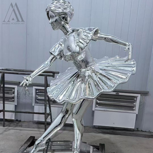 Scultura di balletto di ragazza in vetroresina galvanizzata personalizzata per scuole d'arte accademie di danza installazioni di arte pubblica modello di danza - Product Image 1