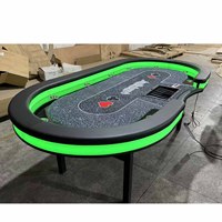 Table de poker professionnelle de qualité casino 10 joueurs de siège Table de poker Texas Hold'em personnalisée en usine avec lumière LED