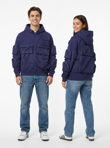 Sudadera con Capucha Utilitaria de Fieltro Profesional, Venta al por Mayor, Múltiples Bolsillos, Cierres de Cremallera, Capucha Ajustable, Alta Calidad, Talla Grande, Hecha a Medida - Product Image 5