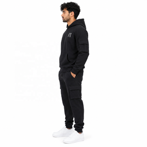 เสื้อฮู้ดดี้น้ำหนักเบาแบบยูนิเซ็กซ์ ผ้าฝ้าย 100% 500gsm เสื้อสเวตเชิ้ตพิมพ์ลายทรงบ็อกซี่ ชุดเซ็ตสำหรับผู้ชายไซส์ใหญ่ เสื้อฮู้ดดี้ผ้าฟลีซแบบซุปเปอร์สแต็ค คาร์โก้ แทรคสูท - Product Image 4