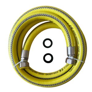 Manguera de Gas de Acero Inoxidable Certificada EN 14800, Flexible, Amarilla, para GLP, para Uso en Cocina, 1/2 FF, Longitudes de 1 a 4 Metros - Product Image 1