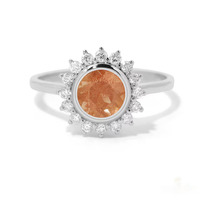 Anillo de Eternidad Chapado en Oro de Plata de Ley 925 para Mujer con Diseño Único de Piedra Solar Dorada y Engaste Romántico en Bisel, Ideal para Fiestas y Bodas
