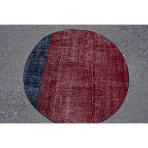 Modern Chic Vintage Turkish Wool <b>Rug</b> 4x4ft Red Black Large Area <b>Boho</b> Style Patchwork Rectangle 10mm Latex for Hallway Decor - Product Image 3