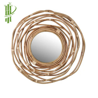 Belle conception unique de morceau d'art de mur de miroir décoratif de mini rotin pour la décoration à la maison