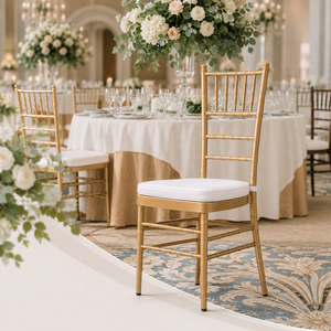 Chaises Napoléon de luxe dorées en métal pour mariages et événements, chaises de banquet en bambou pour réceptions et fêtes - Product Image 1