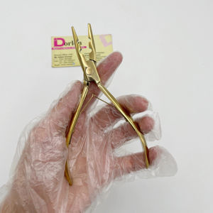 Alicates de forma plana multifuncionales de acero inoxidable de la mejor calidad con 2 agujeros Alicates de extensión de cabello de doble resorte sostenibles - Product Image 1