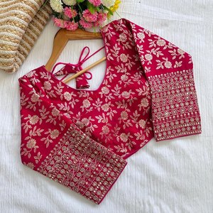 Blusa India Pakistaní Más Vendida, Diseño Pesado Rosa, Seda Dhola, Último Modelo Exclusivo, Manga Larga, Lista para Usar, con Lentejuelas, Moderna - Product Image 1
