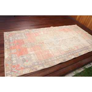 Turkish 4x8.2 ft Rug, Vintage Rug, <b>Red</b> Ombr Rug <b>Wool</b> - Product Image 2