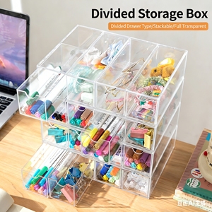 <strong>Plastic</strong> PET Desktop <strong>Drawers</strong> <strong>Stacking</strong> 4-Sliding <strong>Drawers</strong> Desk Accessories Display Caddy Vanity Stationery Japandi Design - Product Image 4