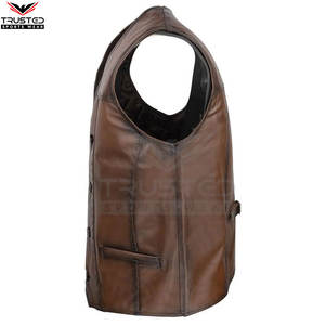 Chaleco de Motocicleta sin Mangas para Hombre, Talla Grande, Informal, para Invierno, Transpirable, Reversible, de Cuero Vacuno, con Botones, OEM - Product Image 3